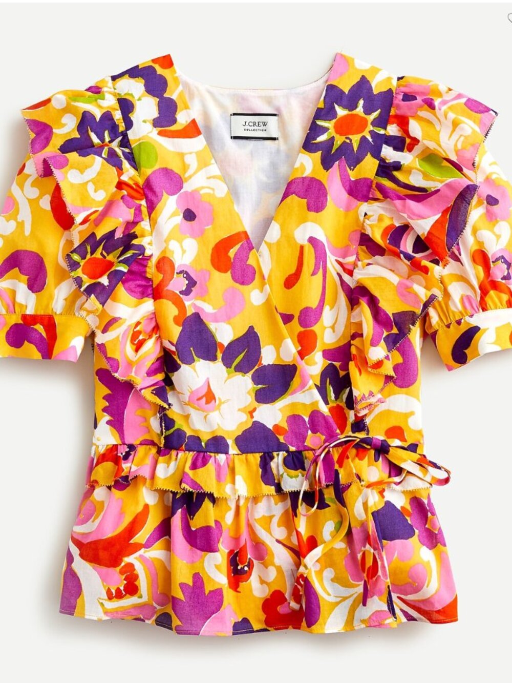 J.Crew Ruffle wrap top in Ratti® curly floral